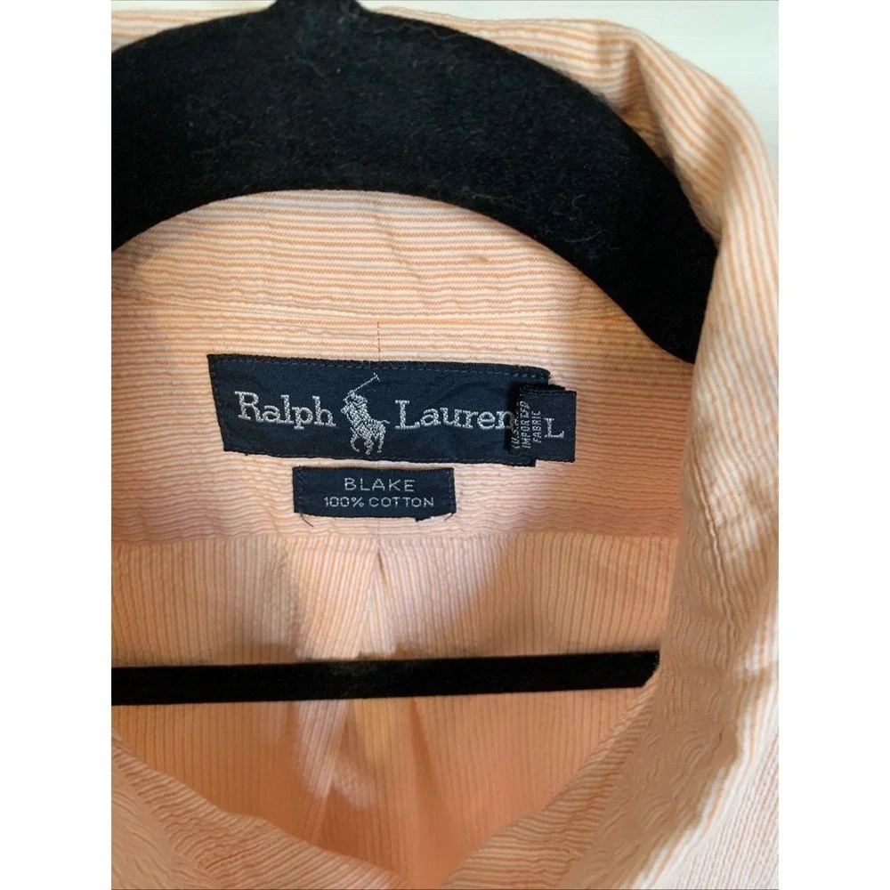 Ralph Lauren Button Up Shirt Men's Cotton Short Sleeve Size L  Pink